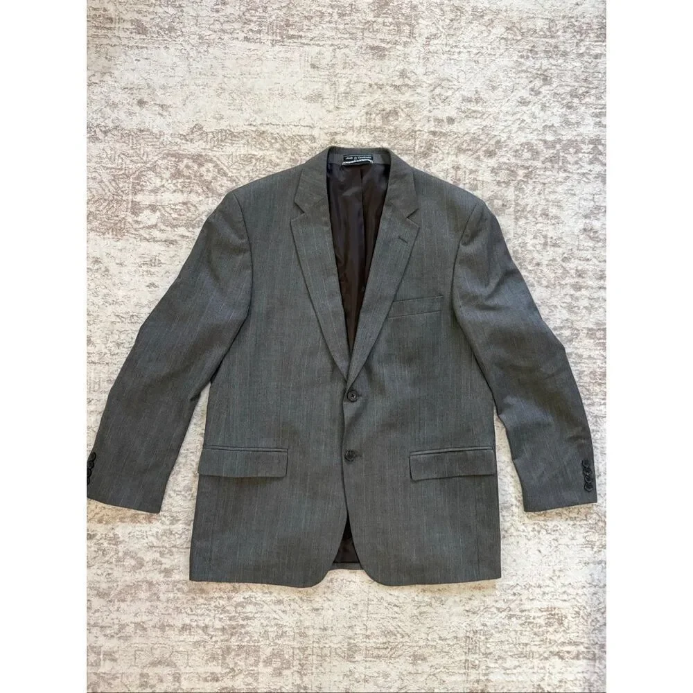 Saddlebred Men's Pinstripe Two-Button Sport Coat Suit Blazer Gray Size Medium